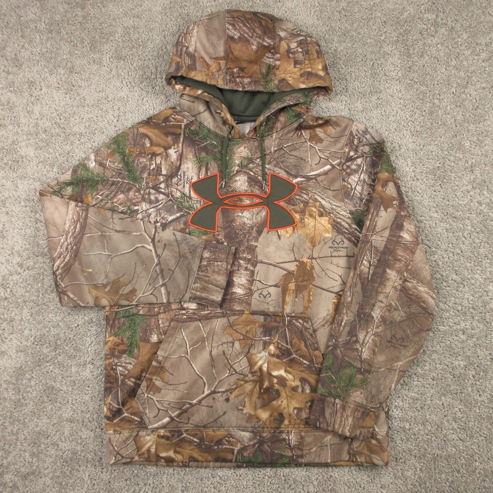 Under Armour Sweater Mens Medium Brown Camo Realtree Pullover Hoodie Sweatshirt